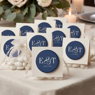 Elegante Navy-Hochzeitspaare Initialen Magnet