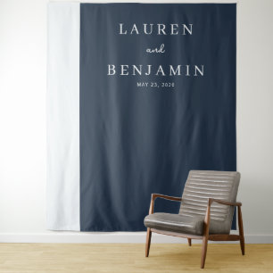 Elegante Navy Minimalistische Namen Wandteppich
