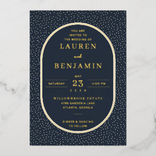 Elegante Navy Punkte Folieneinladung