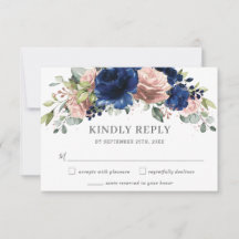 Elegante Navy-Roségold-Rouge Florale Hochzeit