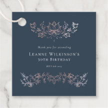 Elegante Navy-Roségoldene Botanische Geburtstag-Et
