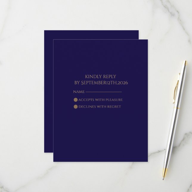 Elegante Navy RSVP-Karte RSVP Karte (Vorderseite/Rückseite Beispiel)