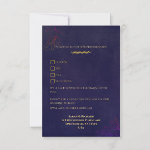 Elegante Navy-Samt-Hochzeit mit goldenen Akzenten  RSVP Karte