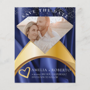 Elegante Navy-Samt-Ring Save The Date Fotokarte Flyer