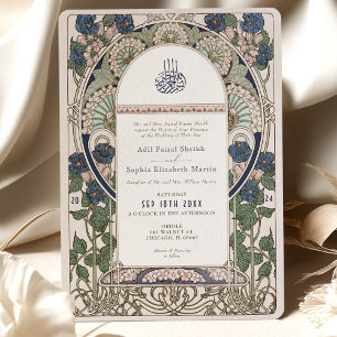 Elegante Navy Sapphire Cream Islamic Wedding Einladung