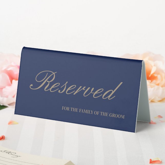 Elegante Navy-Script-Hochzeit vorbehalten Tischaufsteller (In Situ (Hochzeit))