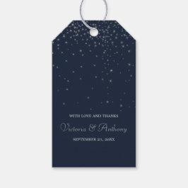 Elegante Navy & Silver Falling Stars Gastgeschenk  Geschenkanhänger