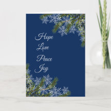 Elegante Navy Snowflake & Pine Folded Holiday Card