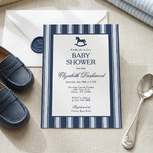Elegante Navy-Streifen Schaukelpferd Jungen-Baby-P Einladung