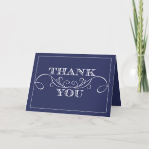 Elegante Navy Swirl Hochzeit Danksagungskarten Dankeskarte