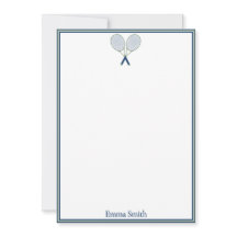 Elegante Navy-Tennis-Monogramm-Flat-Notizkarte