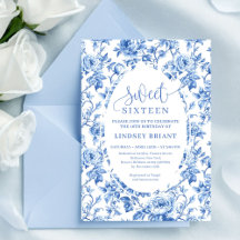 Elegante Navy-Toile-Rosen Digitale Geburtstagseinl