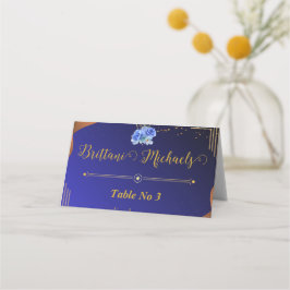 Elegante Navy und Burnt Orange Custom Tischnummer Platzkarte