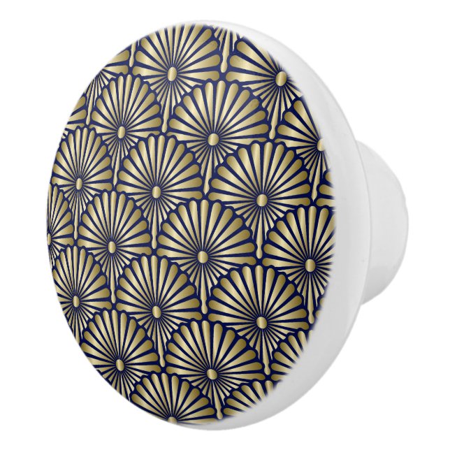Elegante Navy und Gold Art Deco Drawer Knobs - SRF Keramikknauf (Rechts)