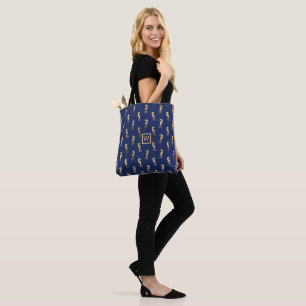 Elegante Navy- und Gold-Seepferde mit Initial Tasche