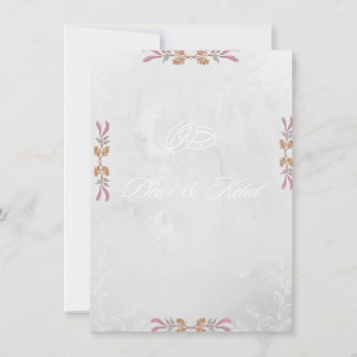 Elegante Navy- und Rosé-Blumen-Eck-Hochzeitseinlad Einladung