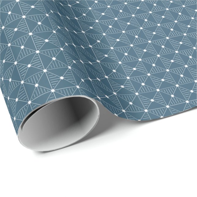 Elegante Navy und White Linework Gift Wrap Geschenkpapier (Rolleneckpunkt)