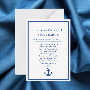 Elegante Navy-Veteranen-Gedenk-Funeral-Gebetskarte Mitteilungskarte