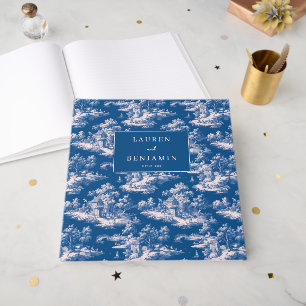 Elegante Navy Vintage-Landschaft Gästebuch