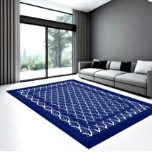 Elegante Navy & White Arch Muster Rug