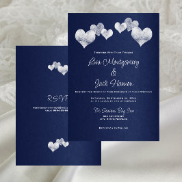 Elegante Navy White Wedding Einladung