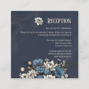 Elegante Navy-Wildflower-Hochzeitsempfang Begleitkarte