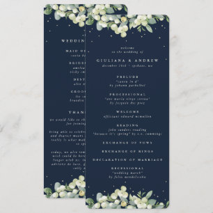 Elegante Navy-Winterhochzeit mit Schneebeeren und  Programm