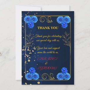 Elegante Navyblaue Hochzeits-Dankeschön-Vorlage Dankeskarte
