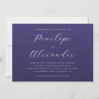 Elegante navyblaue Hochzeitseinladung