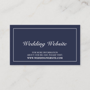 Elegante Navyblaue Hochzeitswebsite Begleitkarte