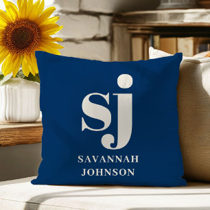Elegante navyblaue Monogramm-Initialen  Kissen