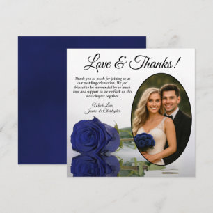 Elegante Navyblaue Rose Oval Foto Romantische Hoch Dankeskarte