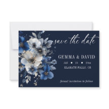 Elegante Navyblaue und silberne florale Hochzeit