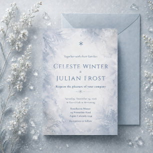 Elegante neblige blaue Winterfrost zeitlose Hochze Einladung