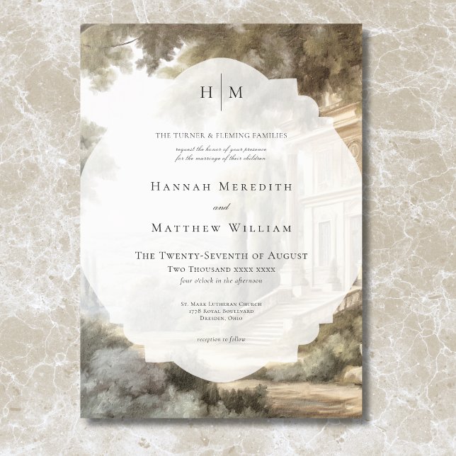 Elegante neoklassische Vintage Szenen Hochzeit Einladung (Elegant Neoclassical Vintage Scenes Wedding Invitation)