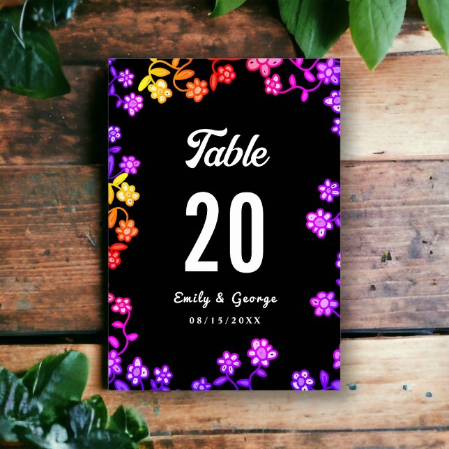 Elegante Neon Colors Rose Moderne Blumenhochzeit Tischnummer (Von Creator hochgeladen)