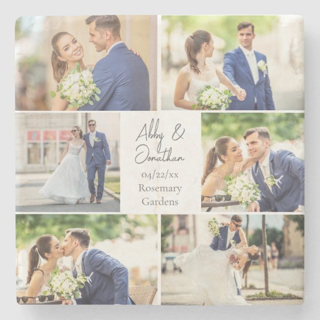 Elegante, neu verheiratete Verheiratete Couple-Fot Steinuntersetzer (Vorderseite)