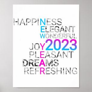 elegante neue Jahr 2023 zitiert Redewendungen Poster