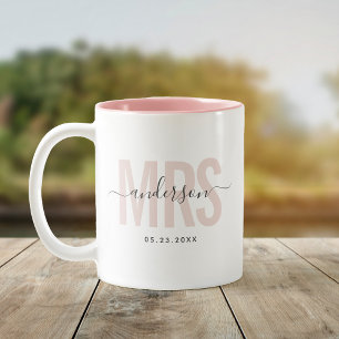 Elegante neue MRS benutzerdefinierte Namens-Hochze Zweifarbige Tasse
