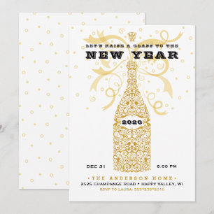 Elegante Neujahrs-Champagner-Party-Einladung Einladung