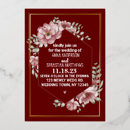 Elegante neutrale Aquarell-Blumenhochzeit Folie Folieneinladung