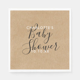 Elegante neutrale Babydusche Rustikale Schrift Serviette