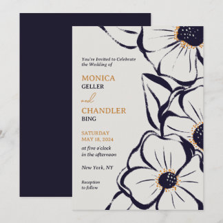 Elegante neutrale Big Blooms Einladung zur Hochzei