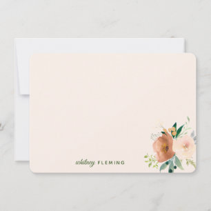 Elegante neutrale Boho Wasserfarben Floral Persönl Mitteilungskarte