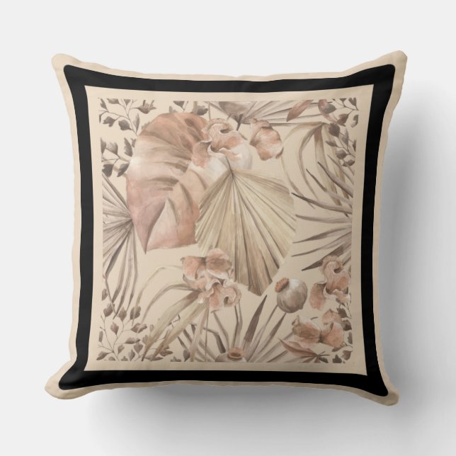Elegante neutrale botanische Kunst Kissen (Vorderseite)