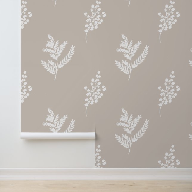 Elegante, neutrale botanische Wildblumen im Bauern Tapete (Anwendung)