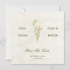 Elegante neutrale Creme Grün Save the Date rustika Einladung