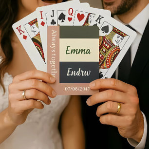 Elegante neutrale Farbhochzeit / Personalisiertes  Spielkarten