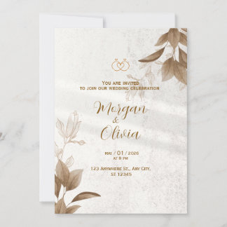 Elegante neutrale Hochzeits-Einladung mit goldenen Einladung