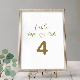 Elegante neutrale Hochzeitstisch-Nummer mit Grün Tischnummer